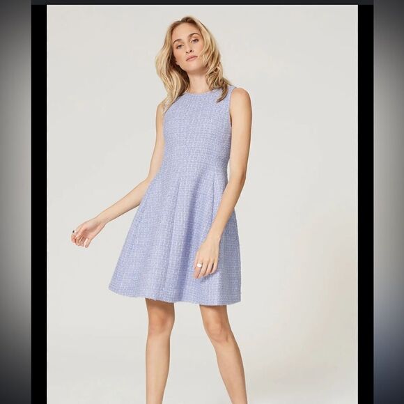 Emporio Armani Sleeveless Tweed Dress blue lined 38 US size 2 a line - Picture 1 of 12